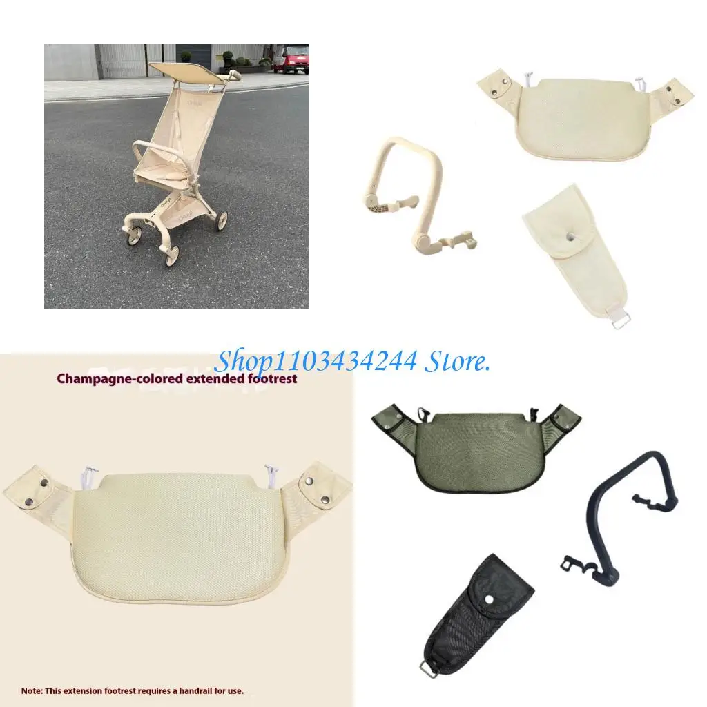  Baby Strollers Armrest with Footrest Front Crotch Protector Set for Pushchairs
