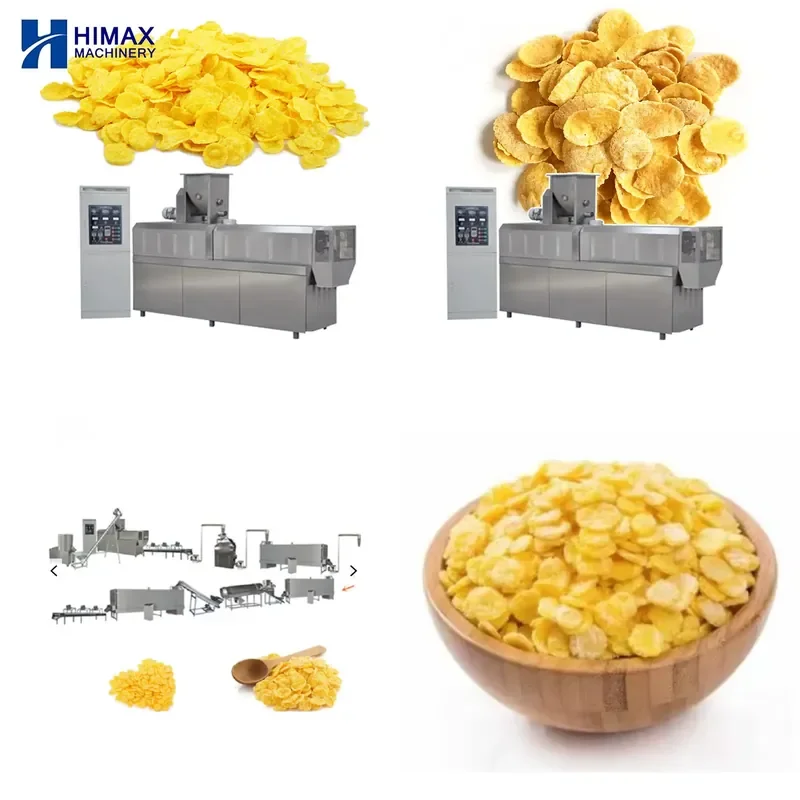 for Large Capacity Breakfast Cereal Production Line Corn Flake Making Machine Factory Extruded Corn Flake Maker