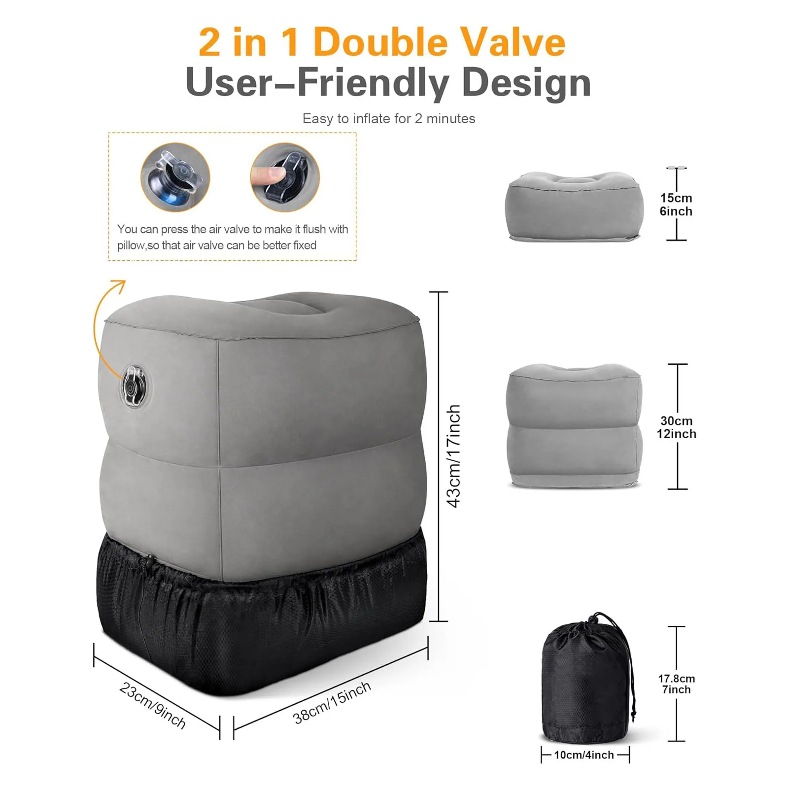 Inflatable Foot Rest Pillow Toddler Airplane Bed Adjustable 3 Layers Height Leg Rest Pillow Airplane Travel Essentials view 5