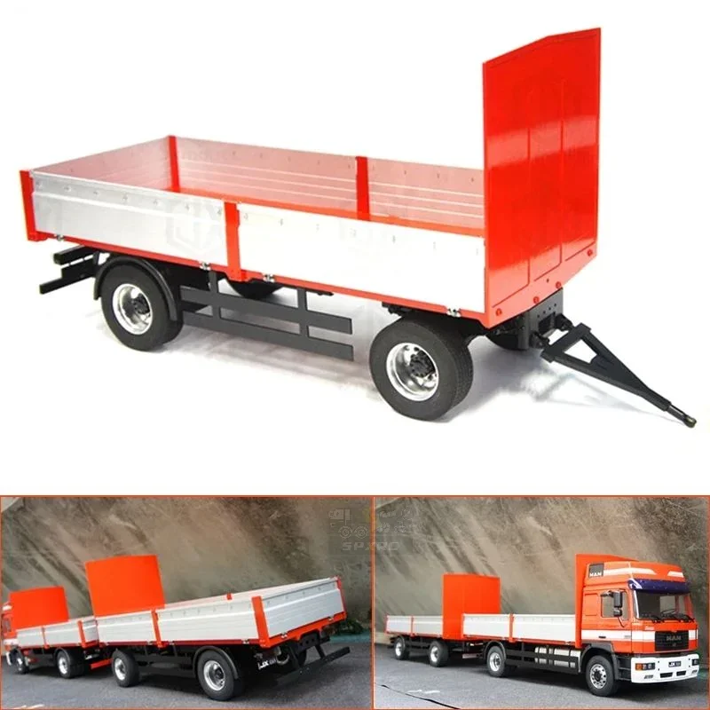 Metal Full Hang 2 Axle Trailer Tow Upgrade Retrofit 1/14 For Tamiya RC Truck Tipper Scania For  MAN F2000  Car Diy Parts