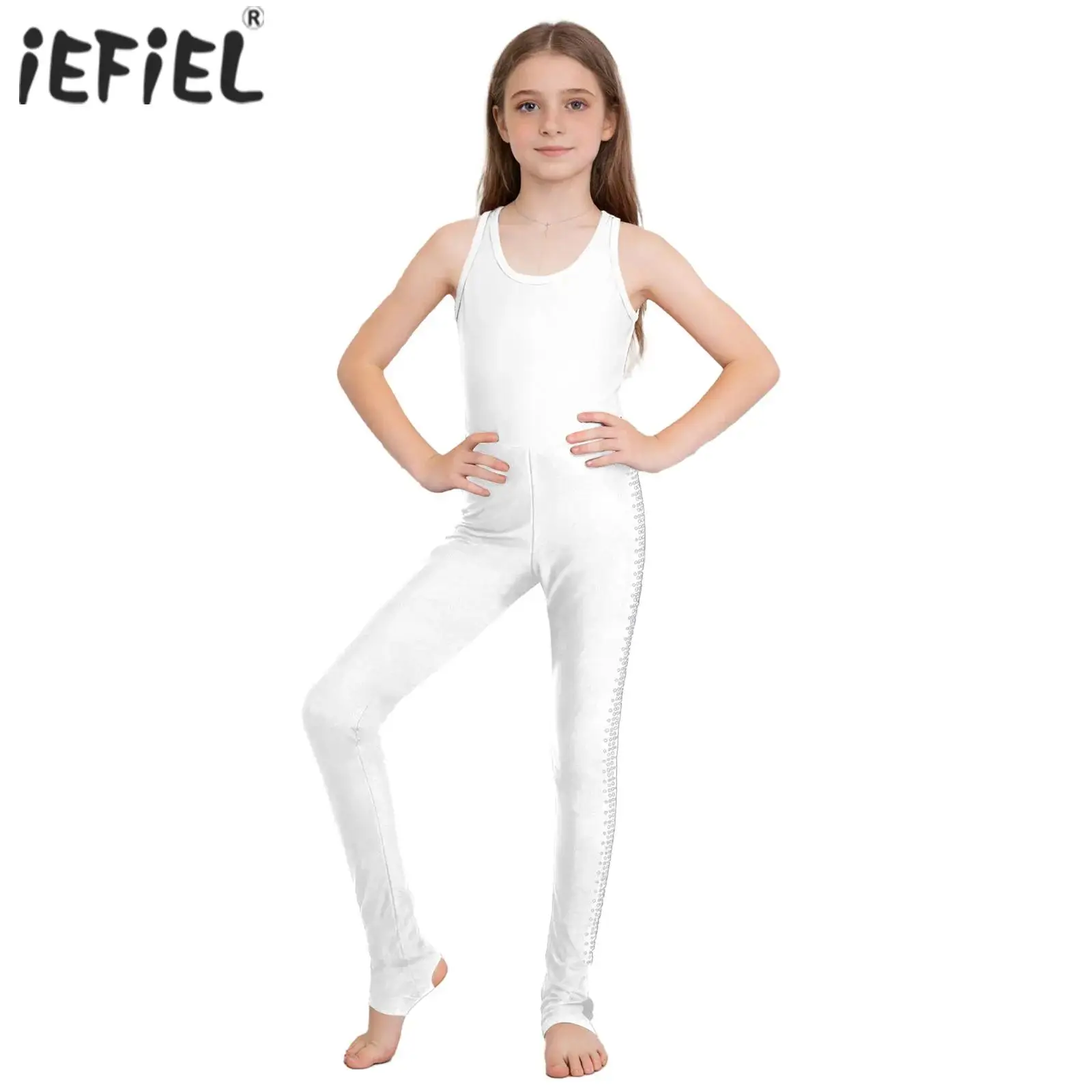 Maillots de Gimnasia para Niñas, Maillots de Ballet, Unitards, Mono con Cuello en U, Brillante, para Patinaje Artístico, Danza y Espectáculos