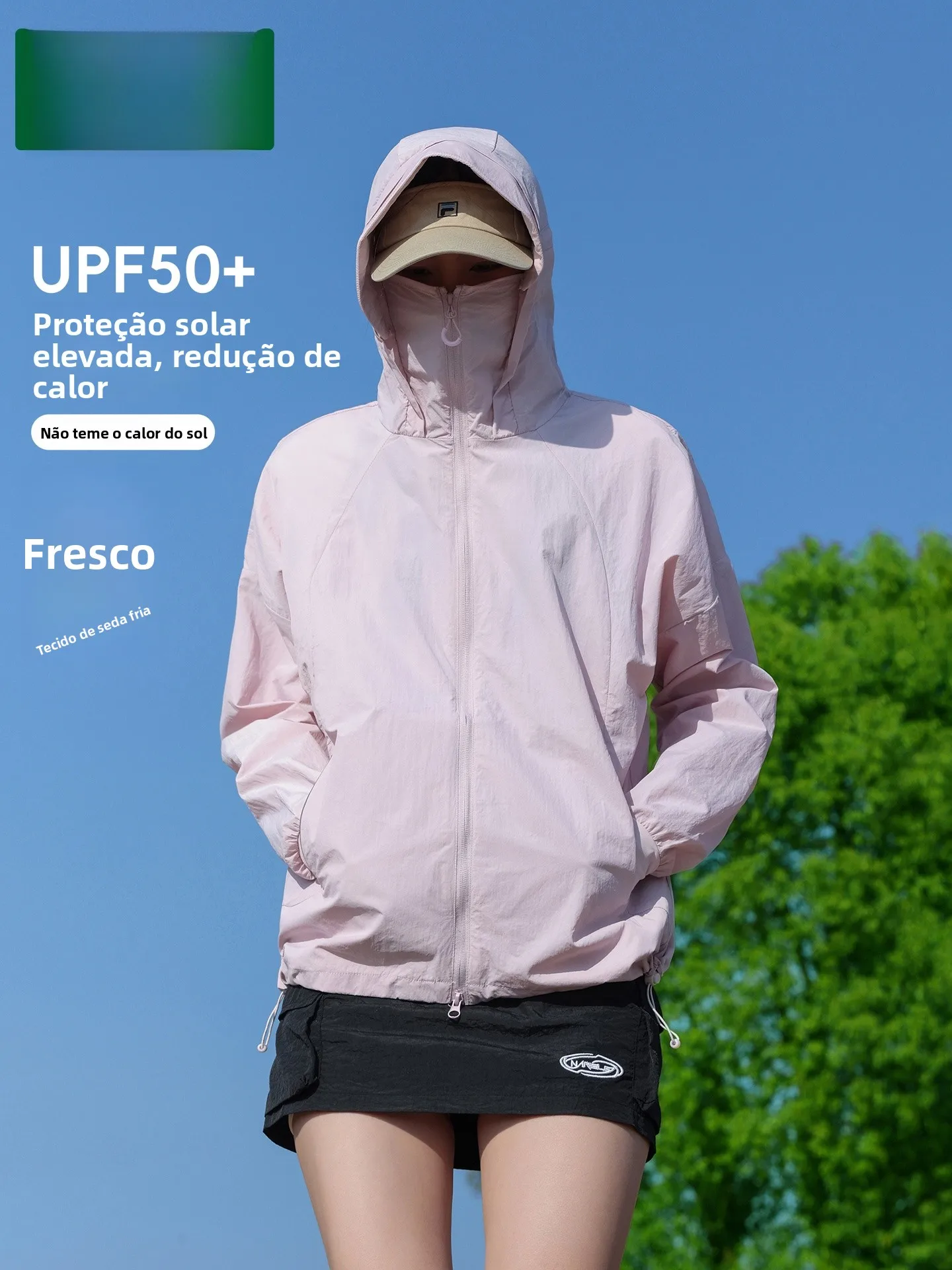 pink-uv-protection-ice-silk-lightweight-hooded-women's-jacket-summer-anti-uv-upf50-breathable-cool-feeling-large-brim-hat-coat