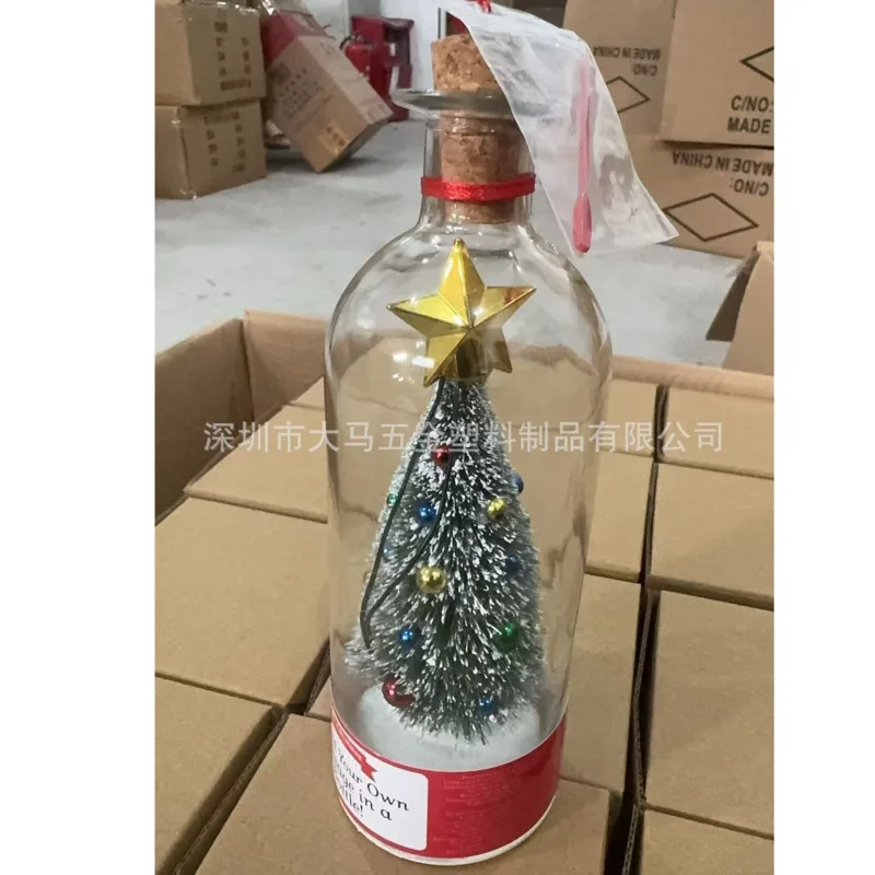 Voice Recording Message In A Bottle Ornament Christmas Tree Inside Snowy Scene Recordable Audio Cork Gift For Festive Home Decor
