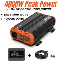 4000W Peak Power 12V 24V To 220V Solar Inverter Pure Sine Wave Car Power Converter Supply Solar Power LCD Display For RV Truck