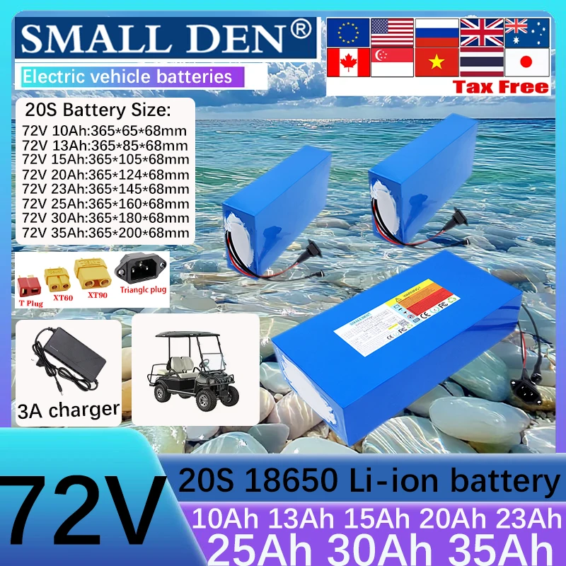 New72V 15Ah 13Ah 10Ah 20Ah 23Ah 25Ah 30Ah 35Ah18650 Lithium battery pack 2800W Power Suitable for various power tools+3A charger