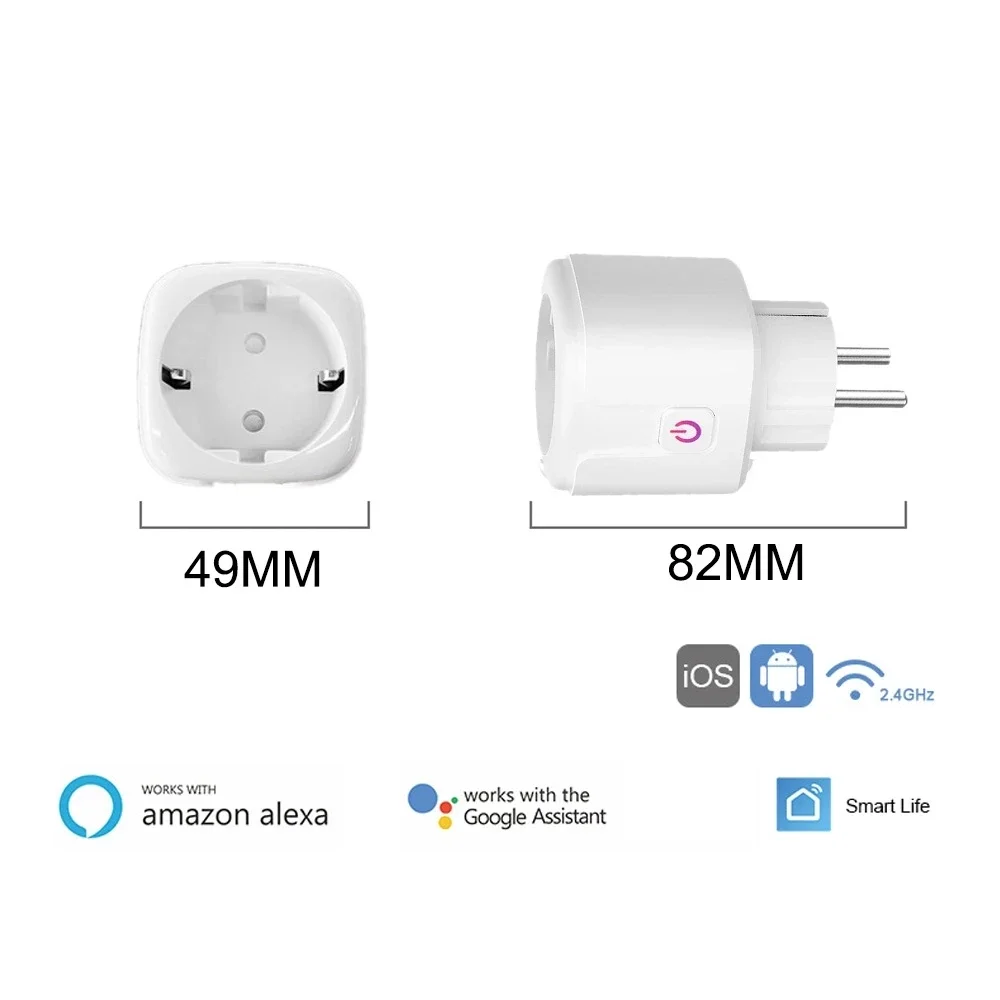 16A Tuya WIFI Plug Smart life Socket Outlet UK EU AU Brazil FR Israel IT Plug APP Remote Control Work For Alexa Google Assistant