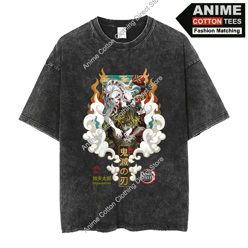 

Demon Slayer Daki & Giyuutarou T Shirt Anime Print T-shirt y2k Harajuku Hip Hop Street Unisex Oversized Loose Tees Cotton