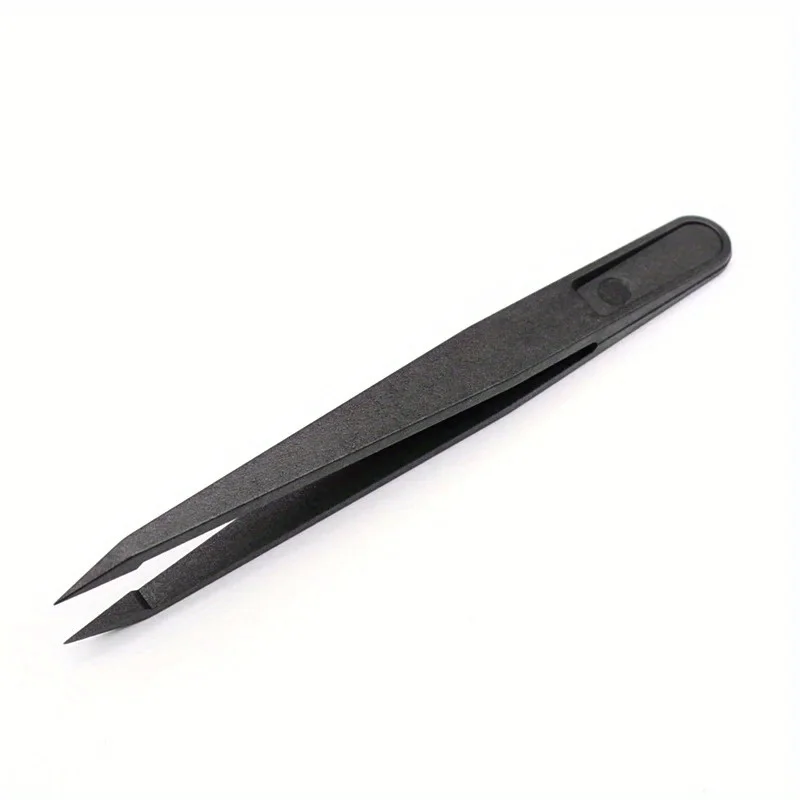 8pcs/set Portable Black Straight Bend Anti-static Plastic Tweezer Heat Resistant Repair Tool