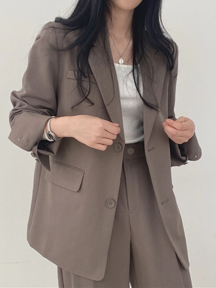 Blazer feminino fino monocromático, jaqueta de viajante temperamentado, casacos da primavera, vestuário da moda coreana, tops femininos, senhora do