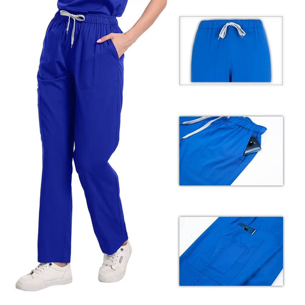 여성용 4 포켓 지퍼 넥 반소매 스크럽 탑 간호사 유니폼 여성 남성 의료 간호사 액세서리 병원 의사 유니폼