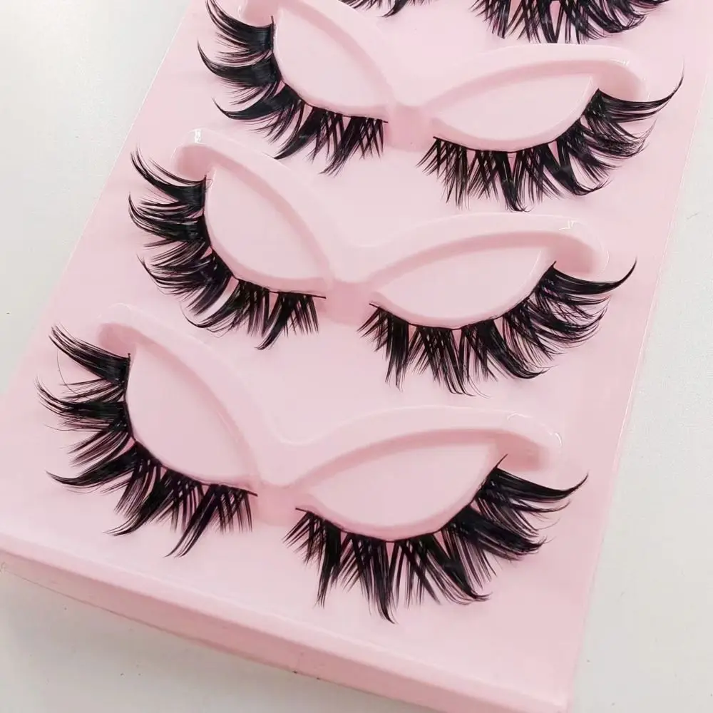 New 3D Faux Mink Manga Lashes Natural Dramatic Cat Eye Eyelashes End Eye Elongated Black Band Mink Lashes Eyelash Extension