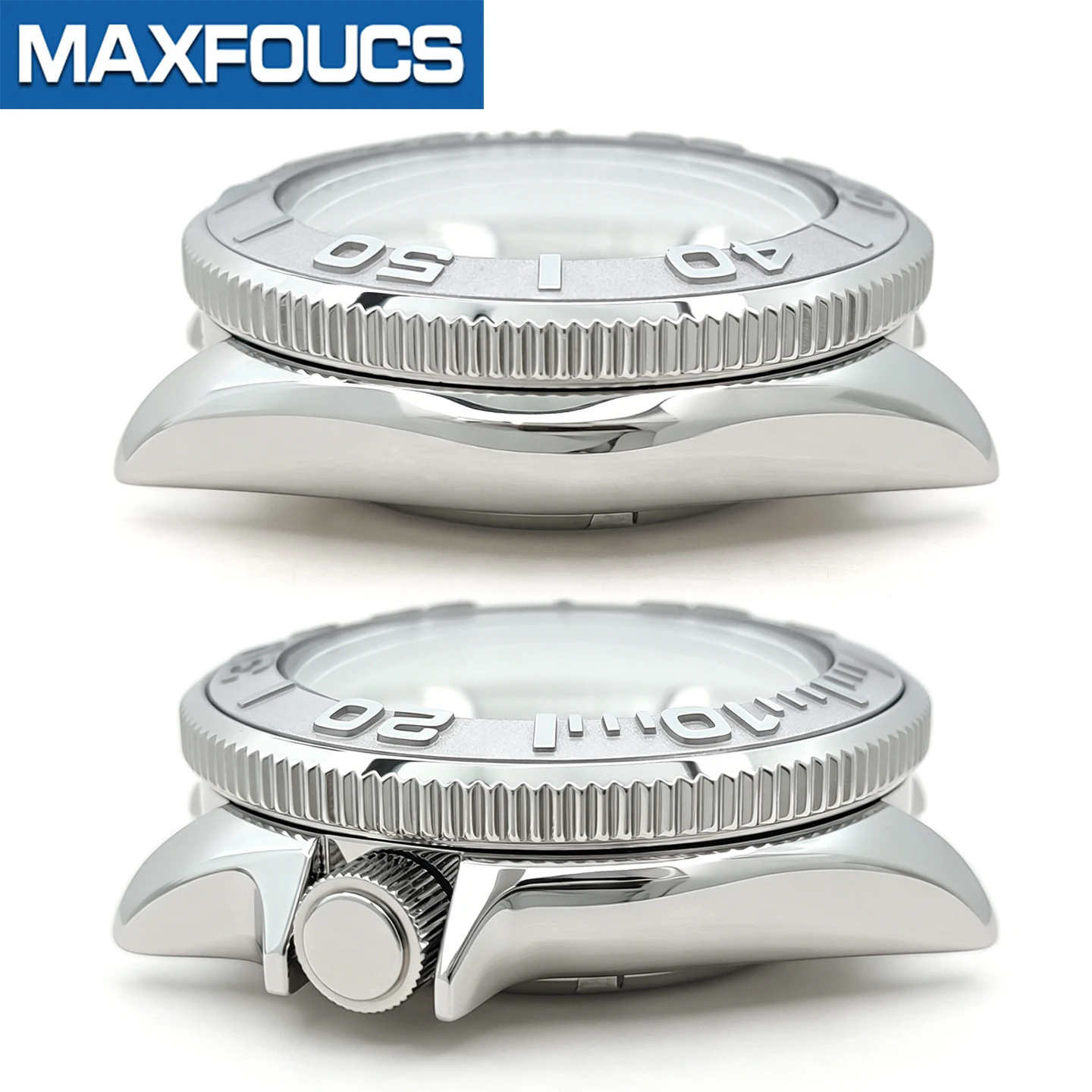 MM300 SKX 3.8 Uhrengehäuse-Set, silberfarben, poliert, passend für NH35/NH36/NH34 MOD-Uhrengehäuse, Teile, Saphirglas-Einsatz, Krone, individuell – Detail 8