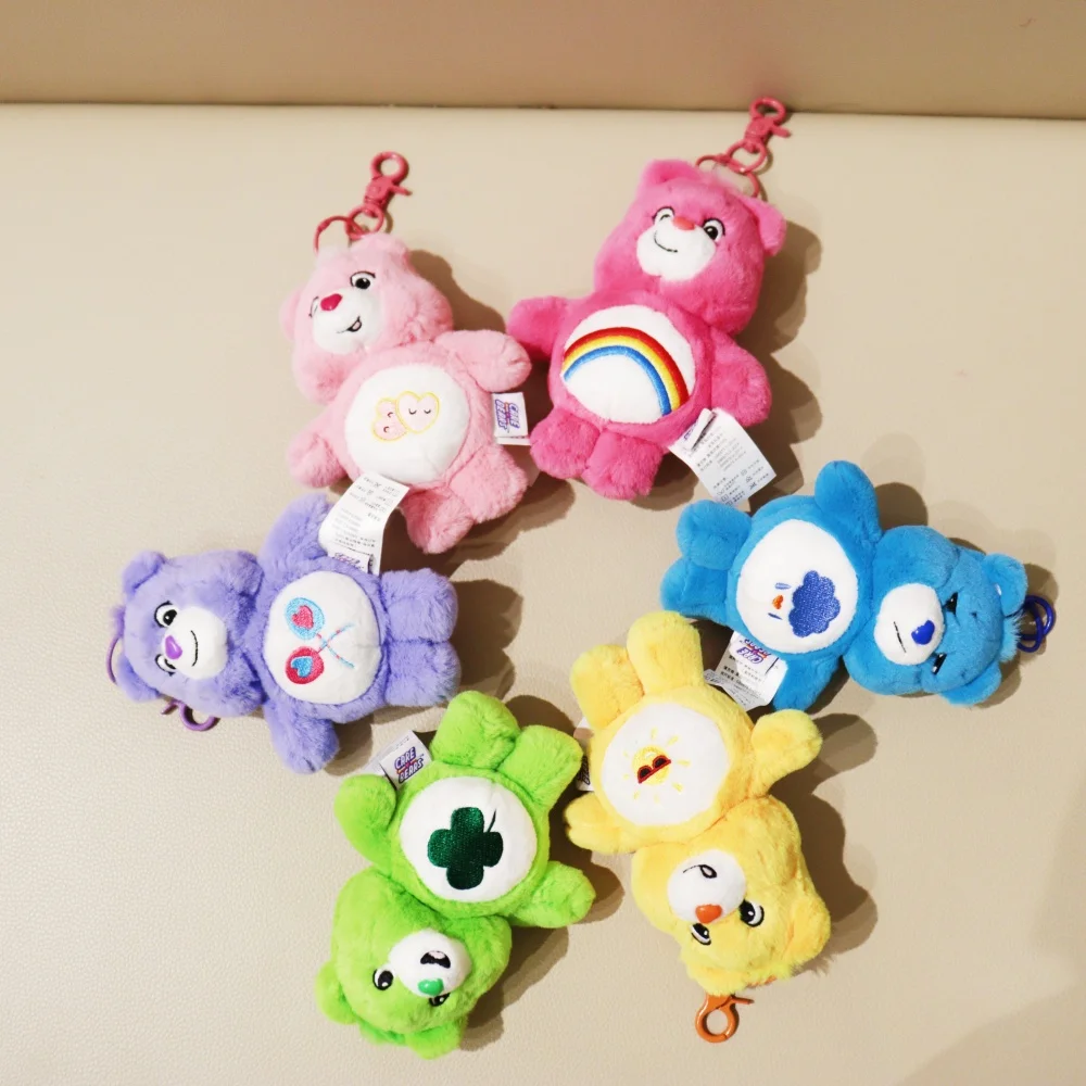 15cm Miniso Plush Toys Squeak Care Bear Pendant Bag Accessories Keychain Bag Car backpack stuffed Pendant Girls Boys Gift