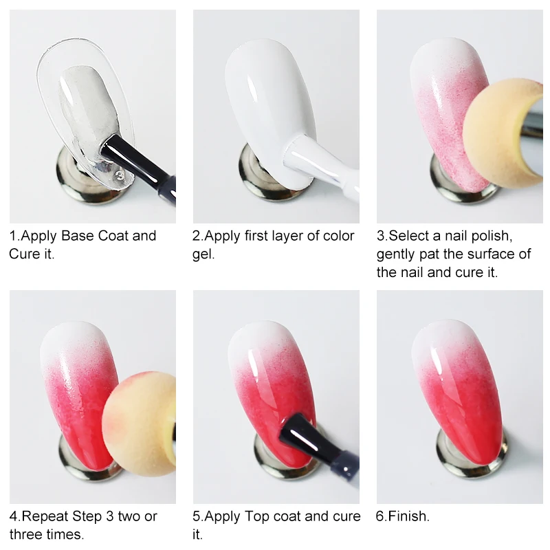 Smudge Pen Exchangeable Reusable Sponge Heads Sharp Round Color Paint Pen Gradient Nail Dotting UV Brush Tool