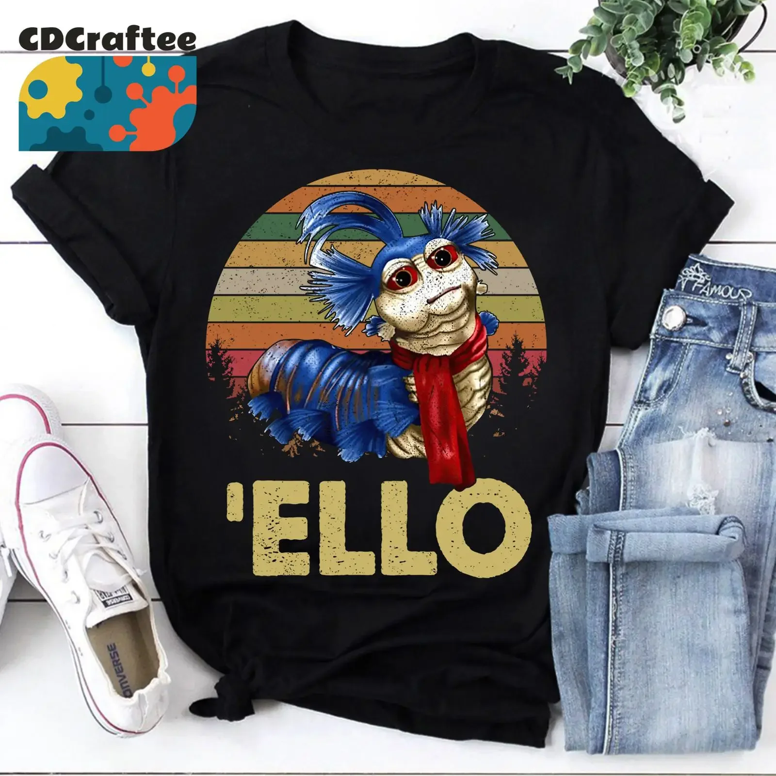 Ello Worm Labyrinth Vintage T Shirt Funny vintage Washed Breathable Casual Stretched designer clothes Slightly
