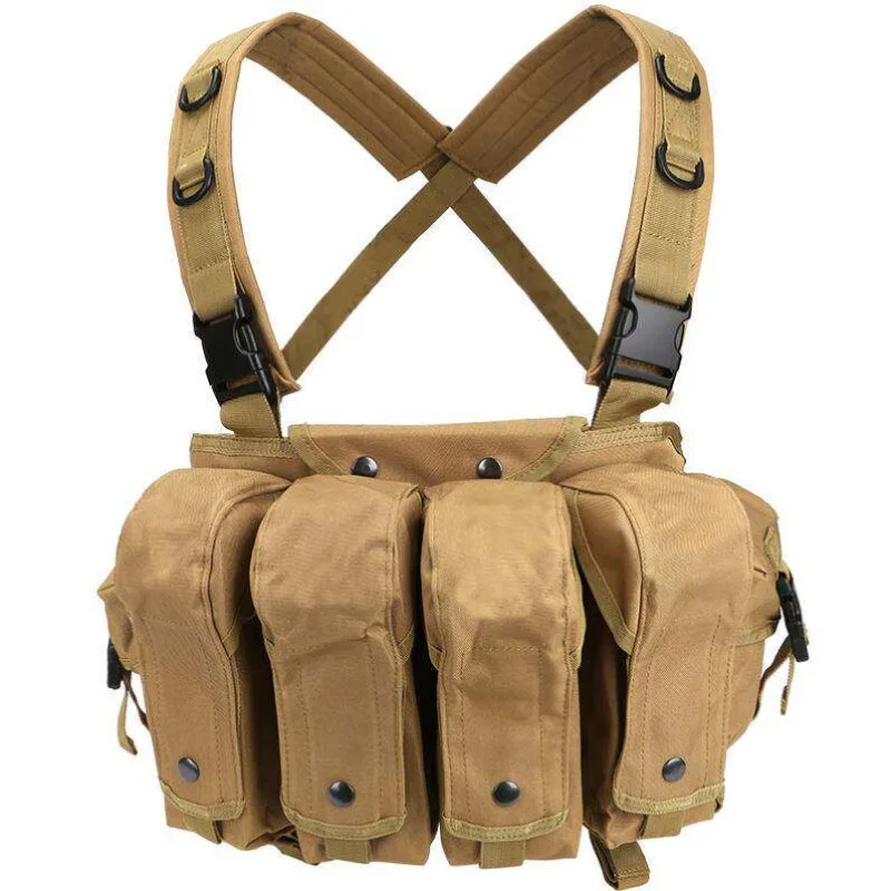 Tactical Vest with Chest Strap for Carrying Equipment, Multi-functional Combat Jacket, Quick-release Bullet Belt, Accessory Bag