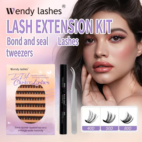 Wendy Lashes 60D/80D Kit de extensión de pestañas 8-16mm mezcla de pestañas y unión y pinzas pestañas de visón sintético Cilios suministros de pestañas