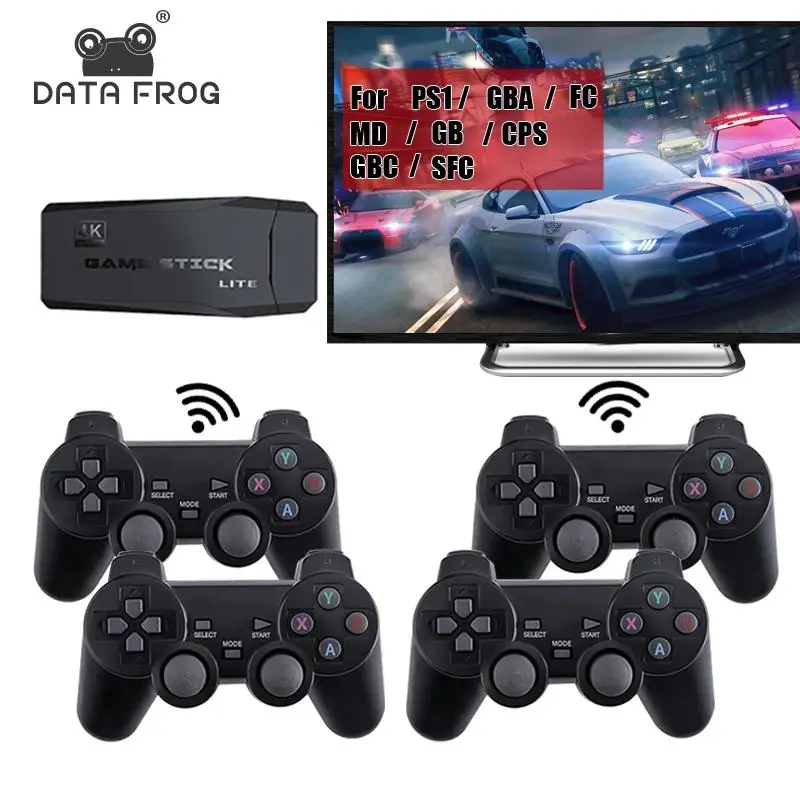 Top Data Frog Y3 Lite TV Video Game Console Retro Game Stick 4K Wireless Controller for PS1/SNES/SEGA 9 Emulator Retro Console