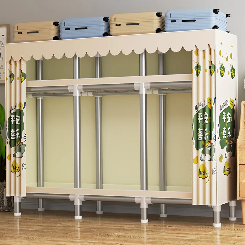 Simple Wardrobe, Hanging Wardrobe Area, Multi-alloy Joint, Steel Frame, Thickened Cloth Wardrobe, Rental Room Assembly Wardrobe