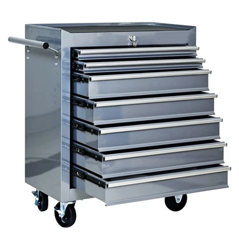 Customizable ODM/OBM Support Silver 7-Drawer Mechanic Tool Cabinet With Wheels