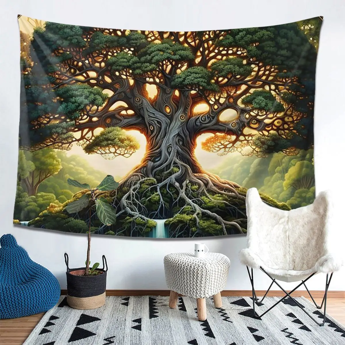 

Великое Древо Жизни, гобелен с цифровым принтом, украшение, художественные эстетические гобелены для гостиной, спальни, дома, настенная ткань, настенная ткань