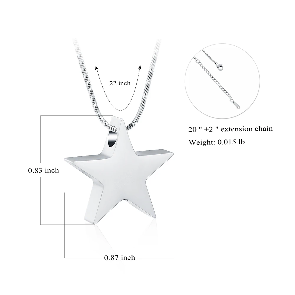 IJD10930 Five pointed star line men's and women's jewelry simple pendant, commemorative carving, stainless steel funeral