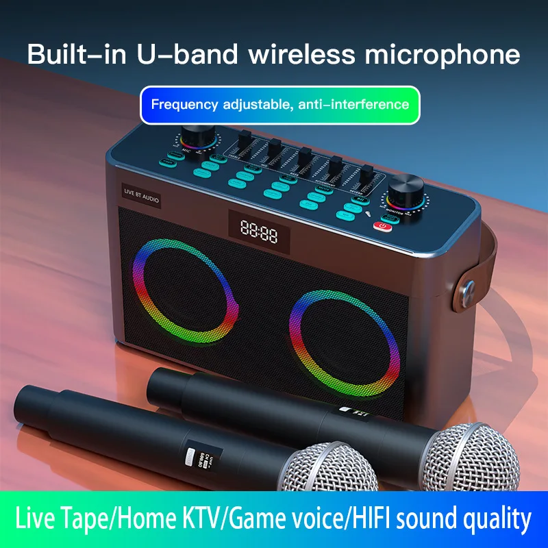 Sy999 High-Power Bluetooth All-in-One Audio Sound Card Machine Home KTV Karaoke Portable Active Model Cross-Border English