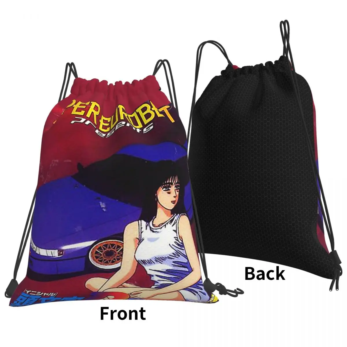 Initial D Mako Super Eurobeat Anim Backpacks Fashion Drawstring Bags Storage Bag Book Bags for Travel School