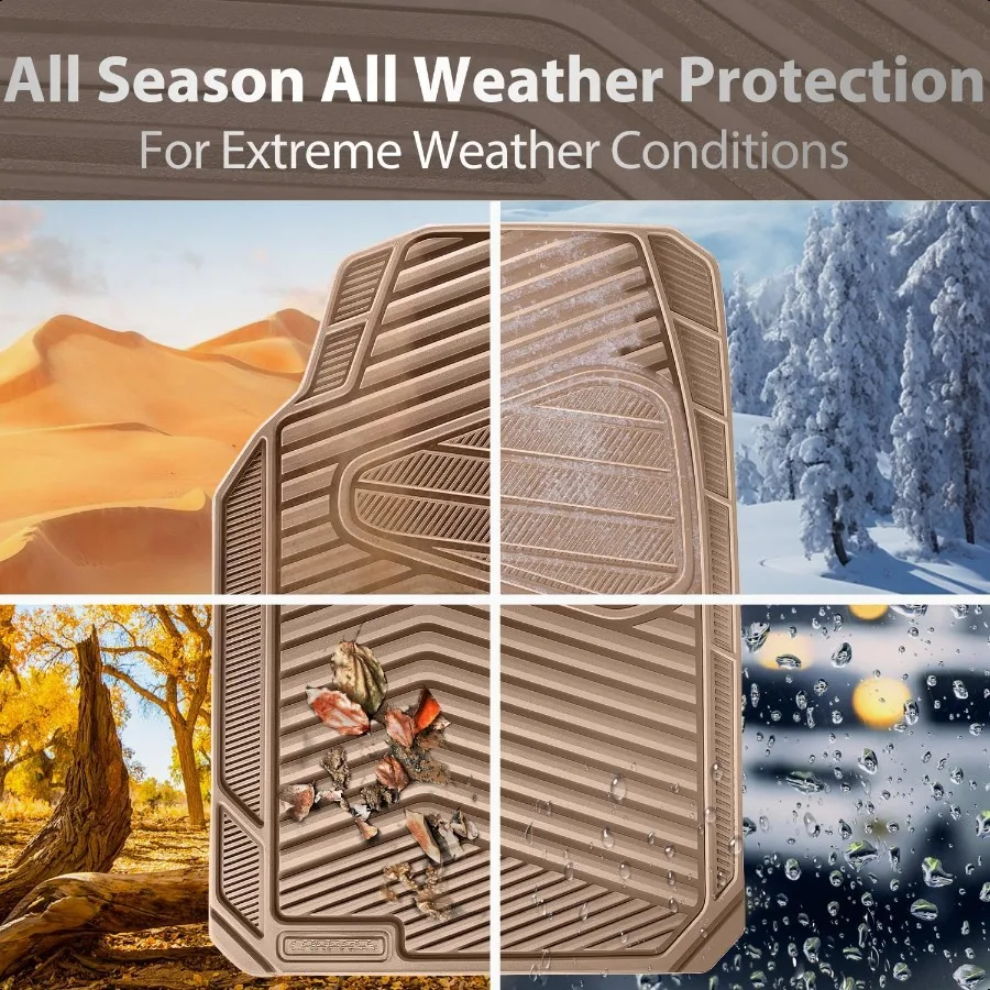 المطاط سيارة الحصير مقاوم للماء الحصير سيارة جميع الأحوال الجوية سيارة حصيرة مجموعة كاملة 3 قطعة تان السيارات الكلمة حصيرة تقليم لتناسب السيارات Se #5