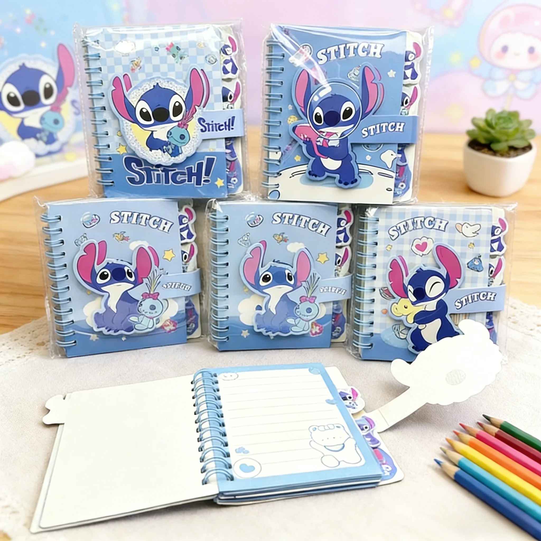 1pc  Lilo & Stitch Notebook Anime Cartoon School Supplies Portable Diary Fashion Office Supplies Coil Book Cute Gift In Stock