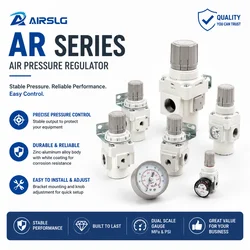 AFR Brand AR Series Air Pressure Regulator Adjustable Pneumatic Reducing Valve With Gauge For Compressor AR10-M5-A AR40-04-B