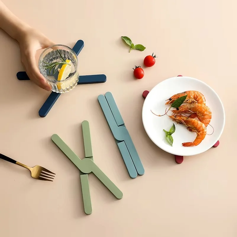 Heat Insulation Pad Silicone Folding Pot Pad Creative Cross Folding Silicone Pad Multi-Functional Kitchen Table Mat Cup Mat