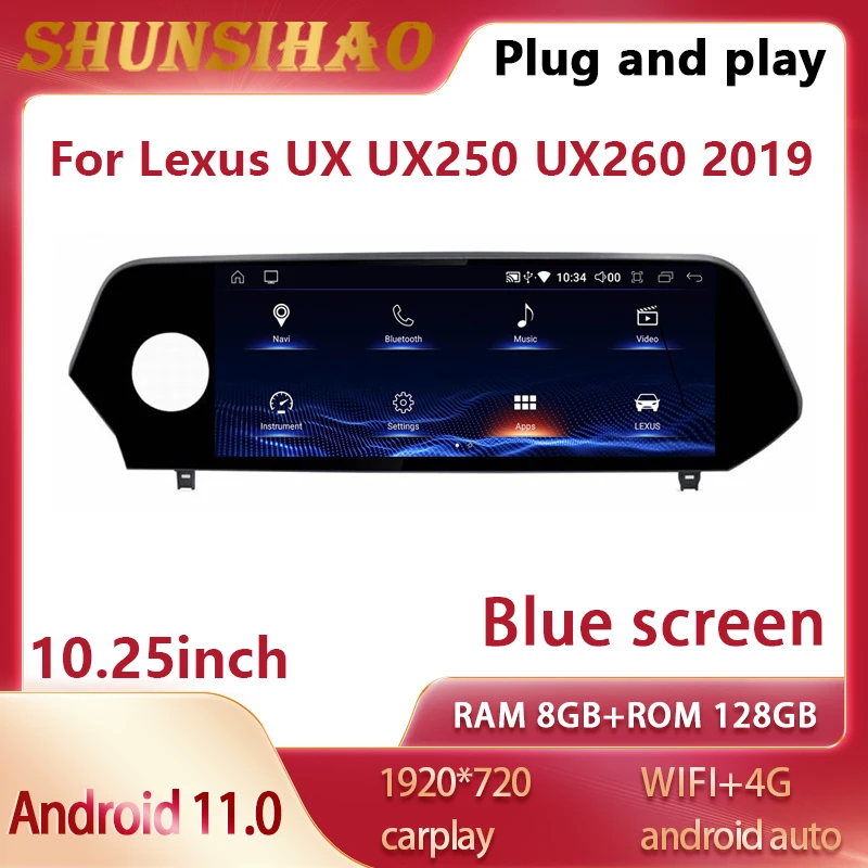 ShunSihao Android 11 GPS navig 10.25inch For Lexus UX ZA10 UX200 UX250 UX260 2019 2020 2021 car radio carplay multimedia 128GB