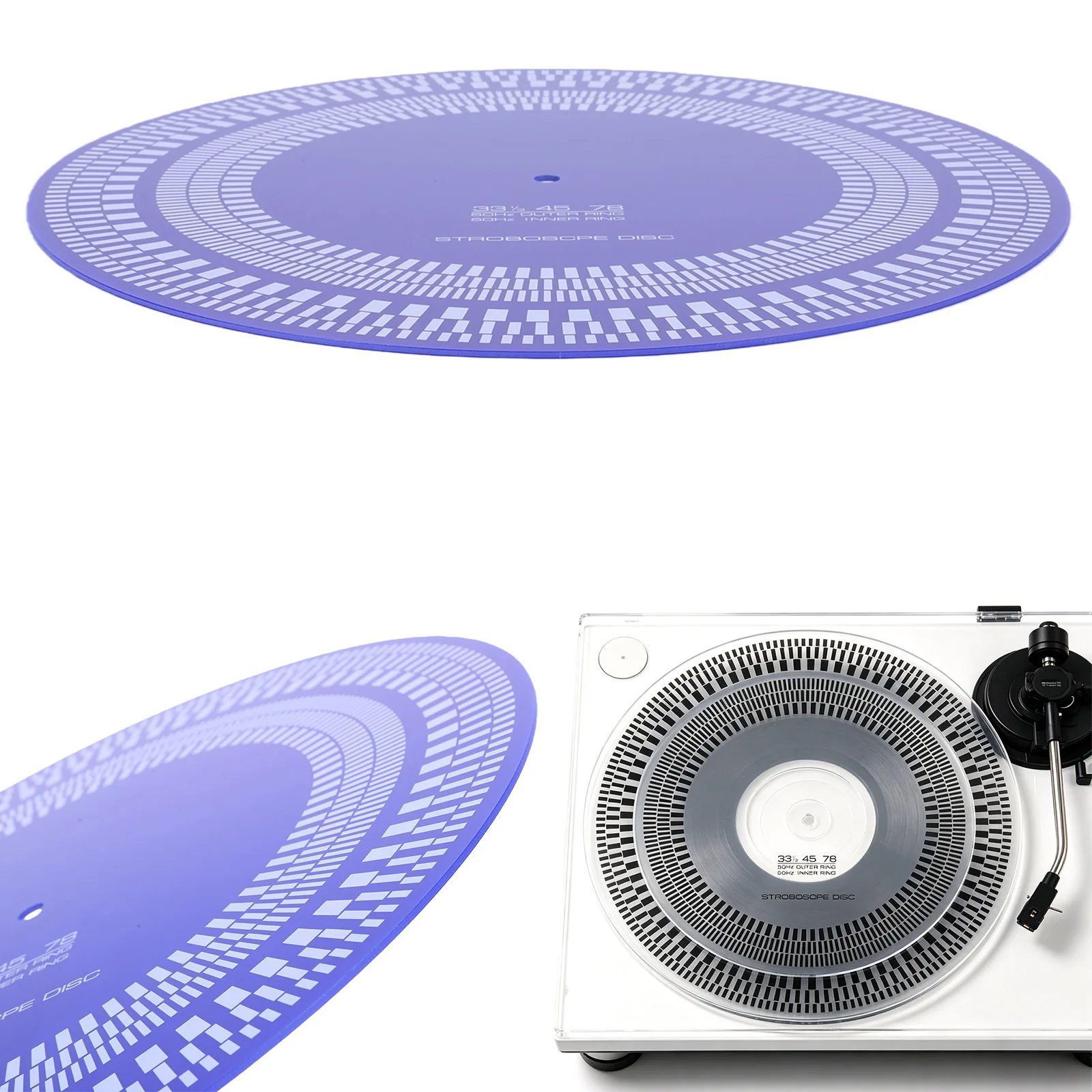 LP Turntables Calibration Disc 11.81 in X 3mm Stroboscope Disc Double Sided 33/45/78 RPM for Record Player Testing Speeds