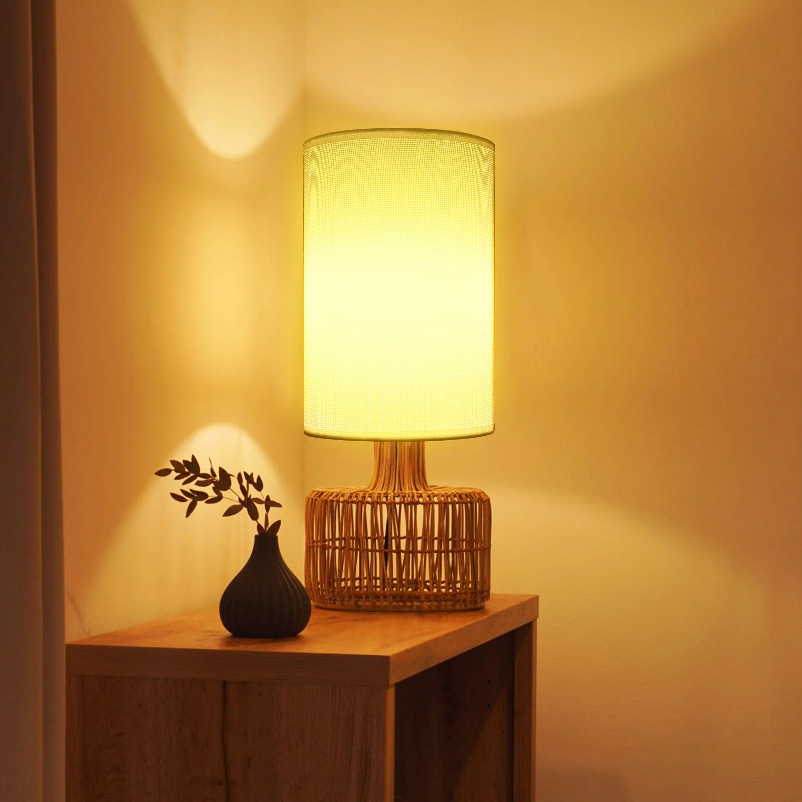 

Round Lampshade E27 Table Lamp Cloth Shade Desk Lampshades for St Lamps Replacement Cylinder Light Cream White Fabric