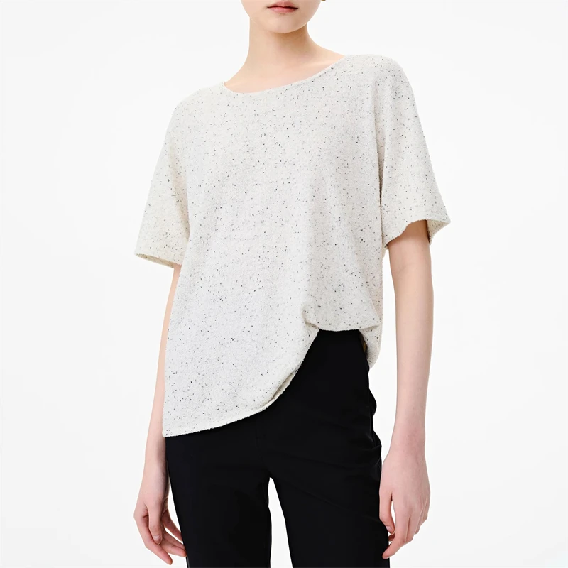 Y2k ฤดูร้อนใหม่คุณภาพสูงผู้หญิงรอบคอผ้าฝ้ายแขนสั้นถักเสื้อยืดแฟชั่นสบายๆหลวมและเรียบง่าย TOP