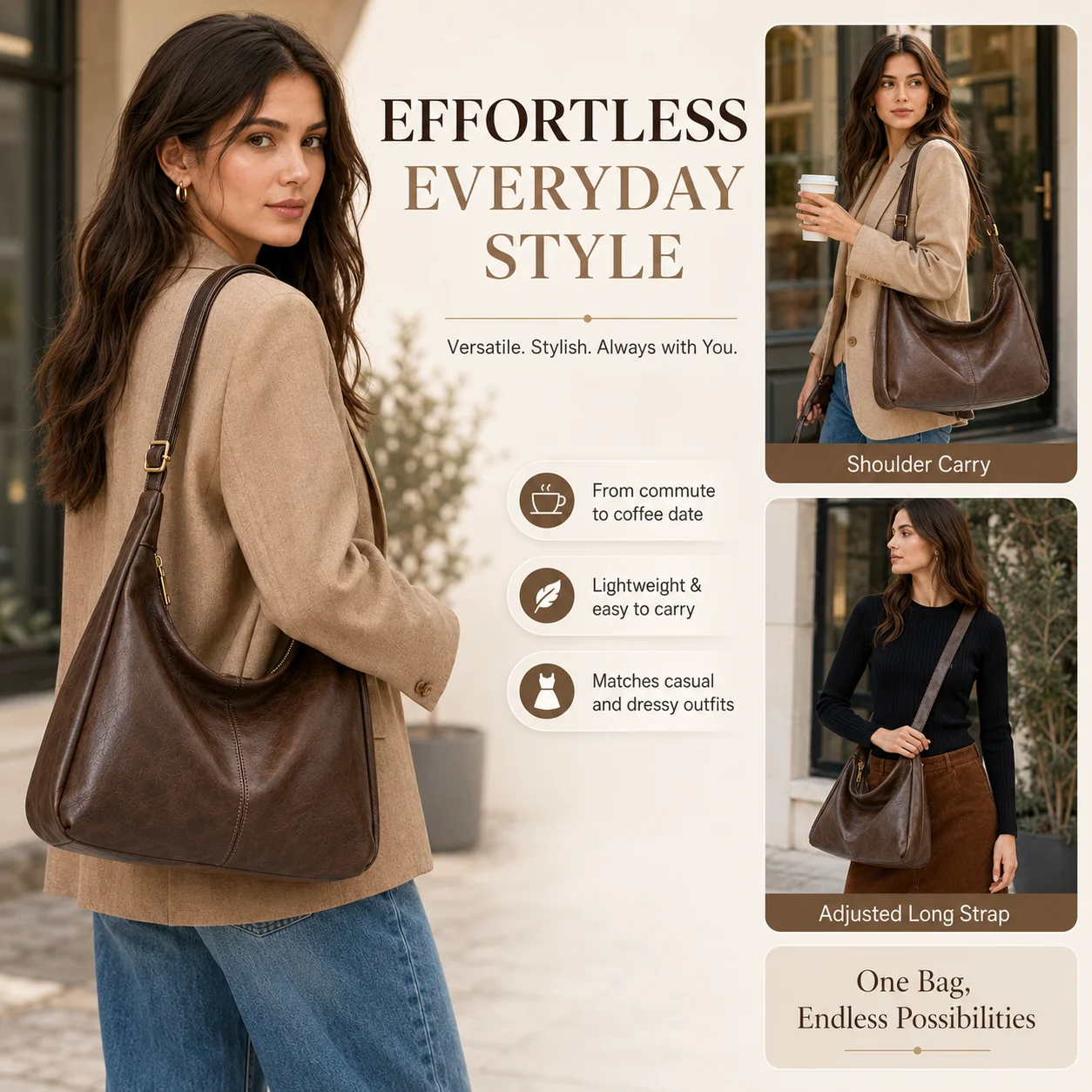 Verstellbare Hobo-Tasche für D – Hobo Bag Slouchy Bewertung und Preis