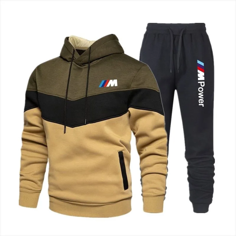 Autumn/Winter 2025 BMW Europe Men's multi-colored hoodie set warm sportswear