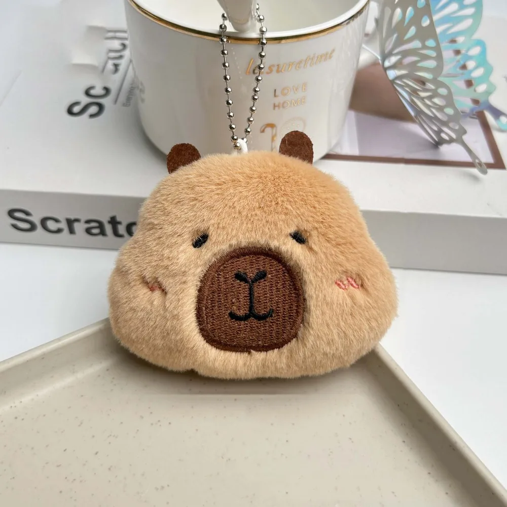 Porte-clés en peluche Capybara Squint pour filles, décor de clé de voiture, cœur bipeur, simulation de porte-clés, pendentif animal de dessin animé doux