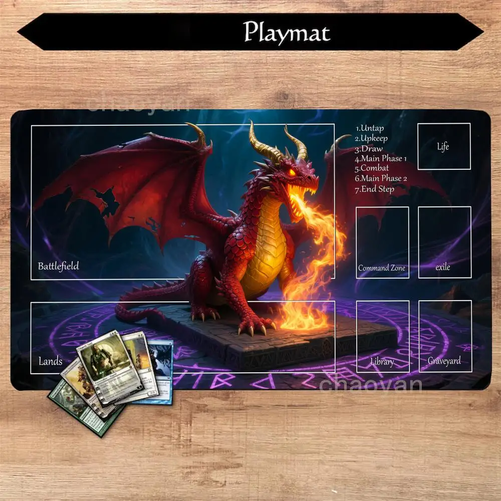 Playmat TCG Playmat Dragon Podkładka pod mysz Antypoślizgowa Wytrzymała Obszyte krawędzie 35X60CM Mata na biurko Tapete Magic — zdjęcie produktu 2