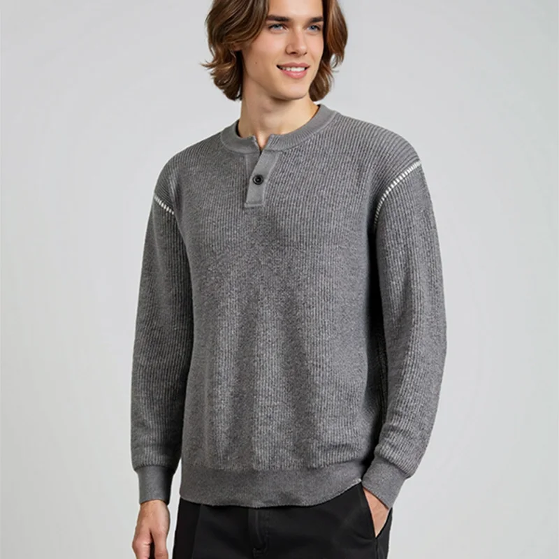 

​ ​ Мужской вязаный свитер с воротником на пуговицах Old Money — белый (серый/черный) S-XL | Высокая стойкость цвета | Свободная посадка ​ ​ Soft Touch