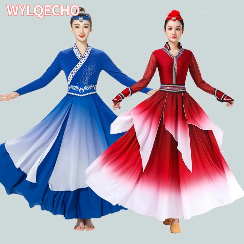 Mongoolse danskostuum grote schommelrok nationale stijl vintage jurk Tibetaanse prestatiekleding professionele oefenkleding