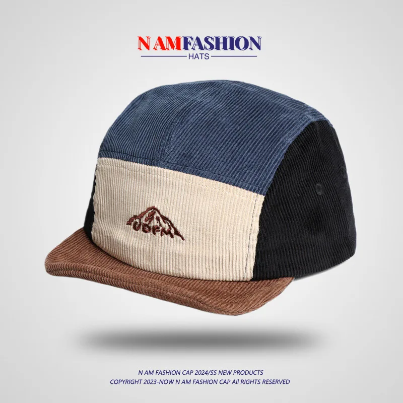 Retro embroidery color matching hat women's autumn and winter cap short edge five-piece soft-brimmed baseball cap