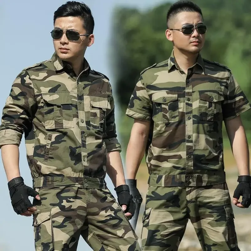 Pure Cotton Camouflage Clothing for Training Wear-resistant Construction Site Labor Protection Spring and Autumn Thick Style