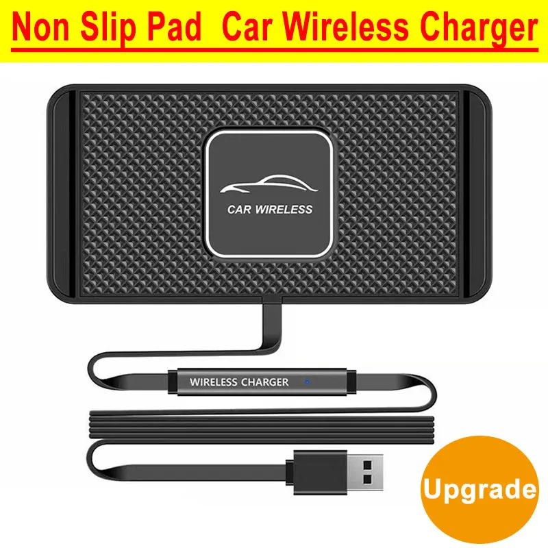 Silicone Non-slip Pad Car Fast Wireless Charger for iPhone 15 14 13 8 Android Mobile Phone 15W Quick Car Wireless Charging Stand