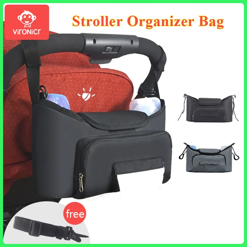 

Stroller Bag Baby Diaper Mummy Bag Large Capacity Stroller Organizer Cup Holder Feeding Bottle Stroller Accessories Hanging Bag