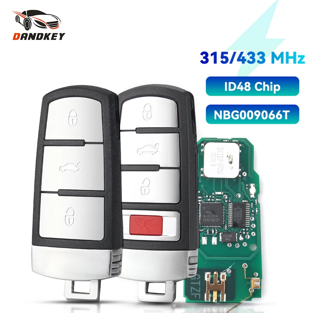 

Dandkey NBG009066T 3C0959752BA 3C0959752BG 3/4 Button Keyless Remote Key 315/433MHZ For VolksWagen VW Passat B6 3C B7 Magotan CC
