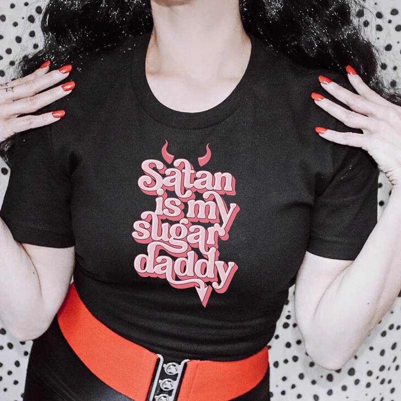 

Satan Is My Sugar Daddy Shirt Goth Aesthetic Gothic Gift Grunge Clothing