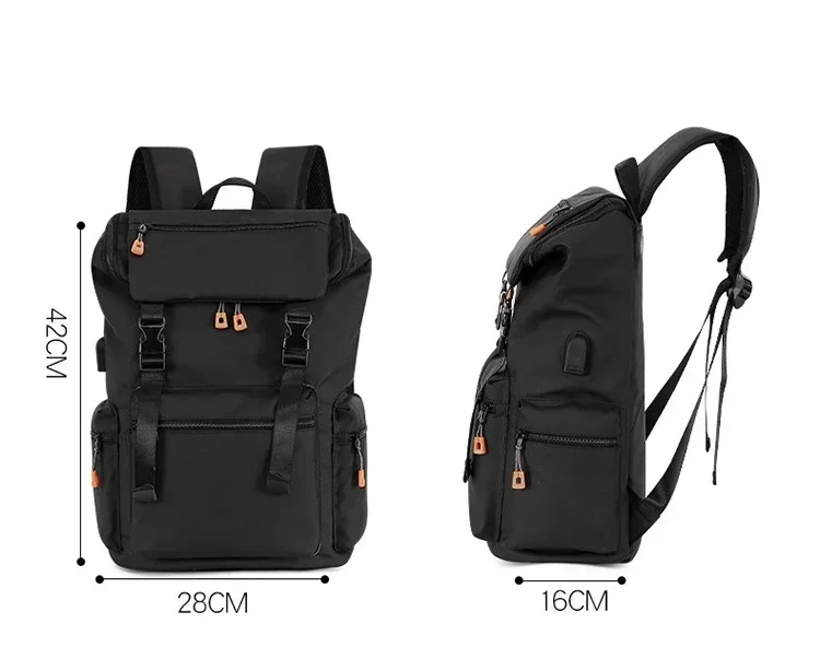 Men Casual Backpack USB Charging College Boy School Student Backpack Bag Large Capacity Waterproof Business Notebook Backpack