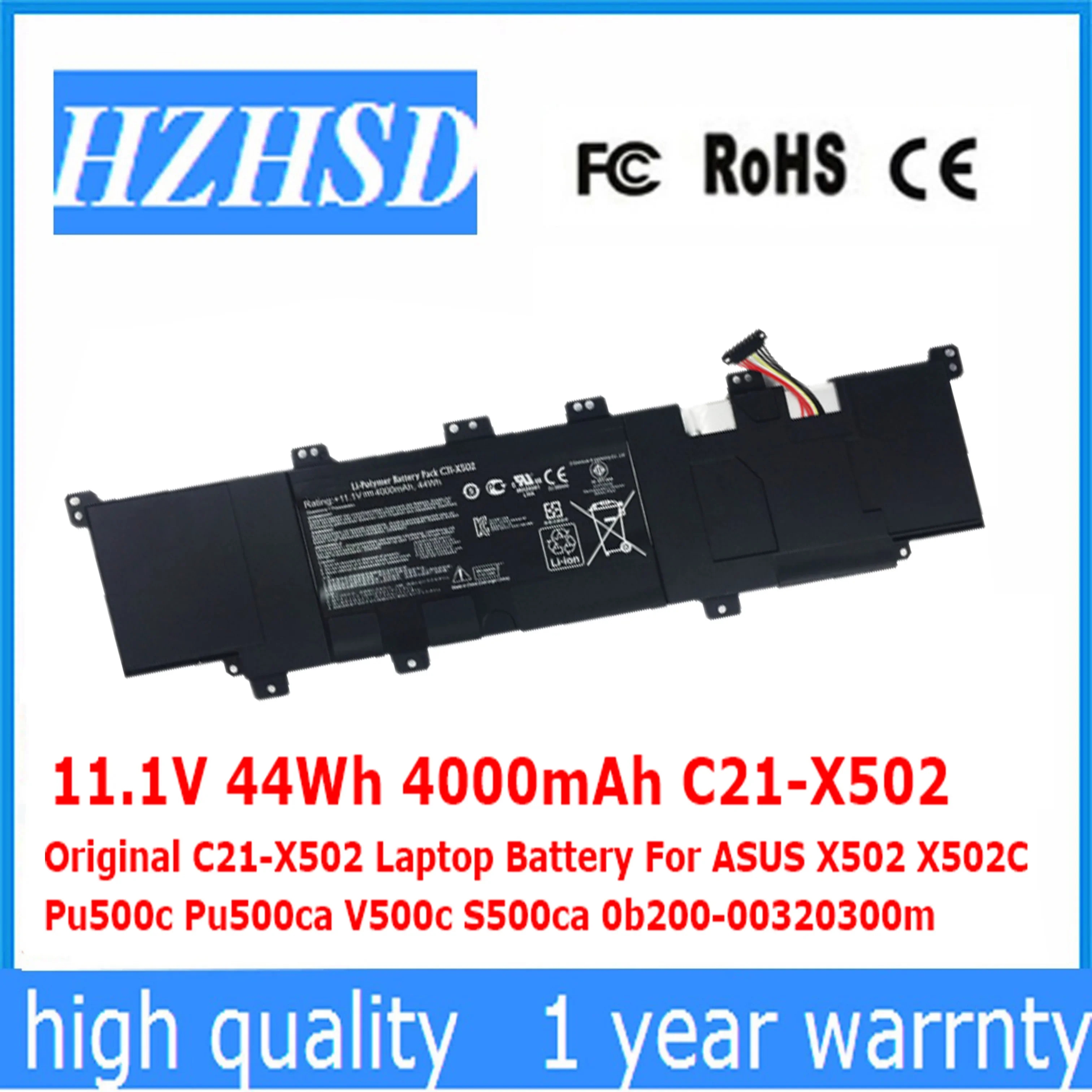 11.1V 44Wh 4000mAh C21-X502 Original C31-X502 Laptop Battery For ASUS X502 X502C Pu500c Pu500ca V500c S500ca 0b200-00320300m